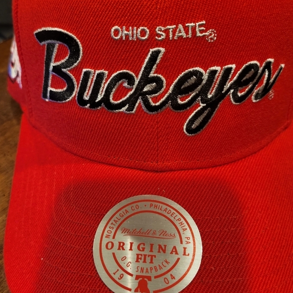 Mitchell & Ness Ohio State Red & Black Snapback Hat - Picture 2 of 6